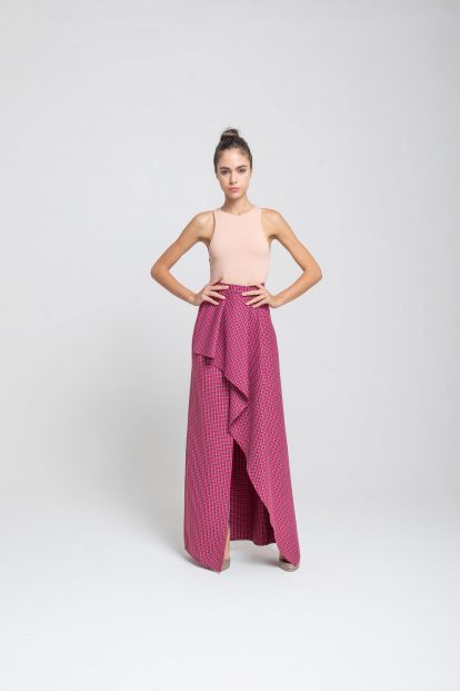 Wrap skirt - Fuchsia pied de poule