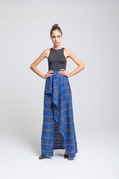 Poupine - gonna portafoglio blu tartan