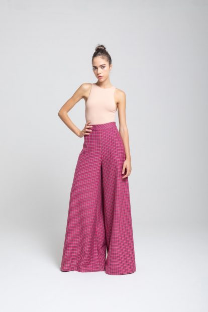 Trousers - Fuchsia pied de poule