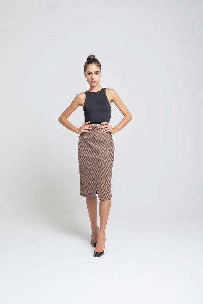 Pencil Skirt - Brown pied de poule