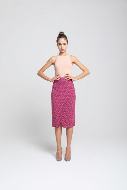 Pencil Skirt - Fuchsia pied de poule