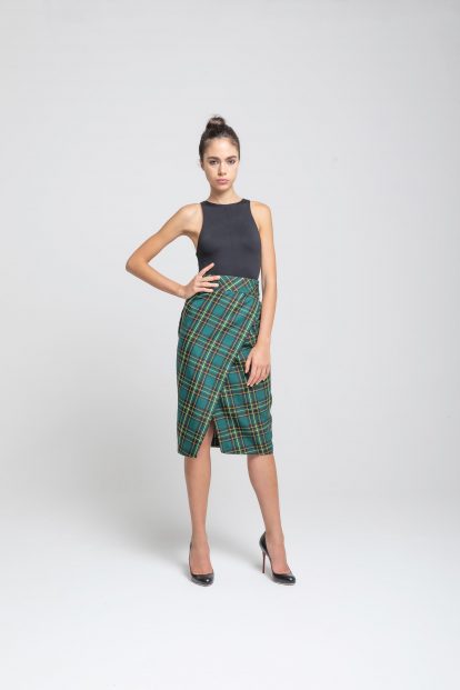 Pencil Skirt - Green tartan