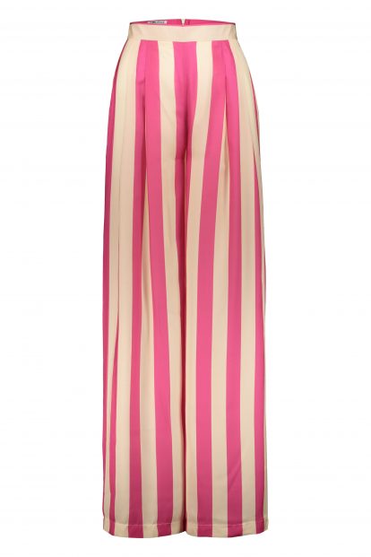 Poupine - Pantaloni righe fucsia