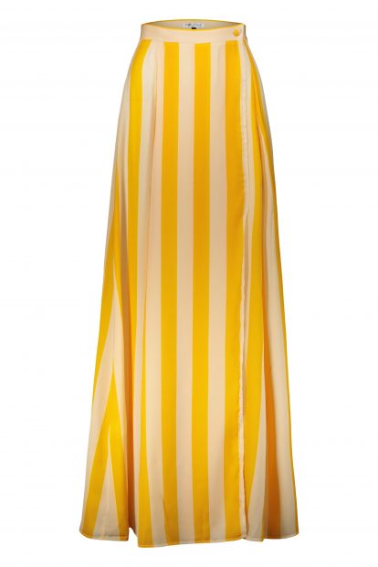 Poupine Wrap yellow striped skirt