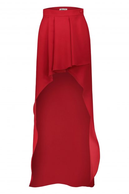 Poupine red Wrap skirt with ruches
