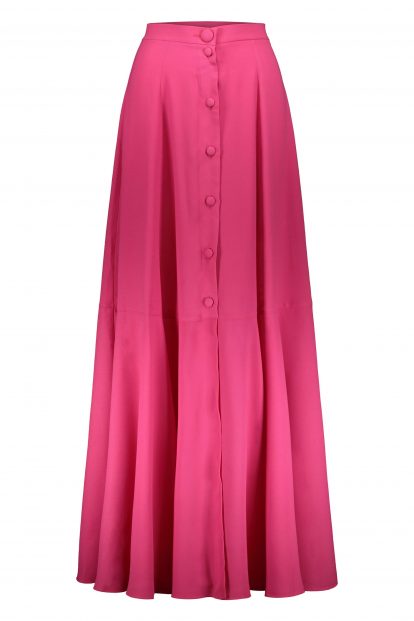 Poupine button fuchsia flared skirt