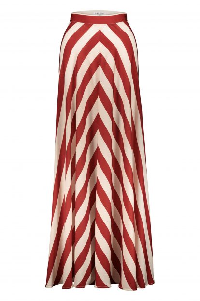 Poupine Flared bordeaux striped skirt