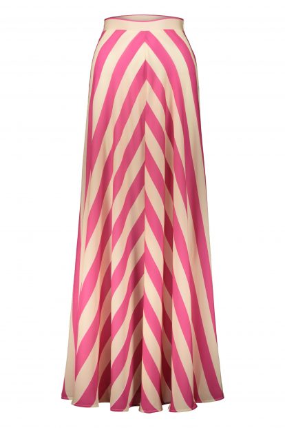 Poupine Flared fuchsia striped skirt