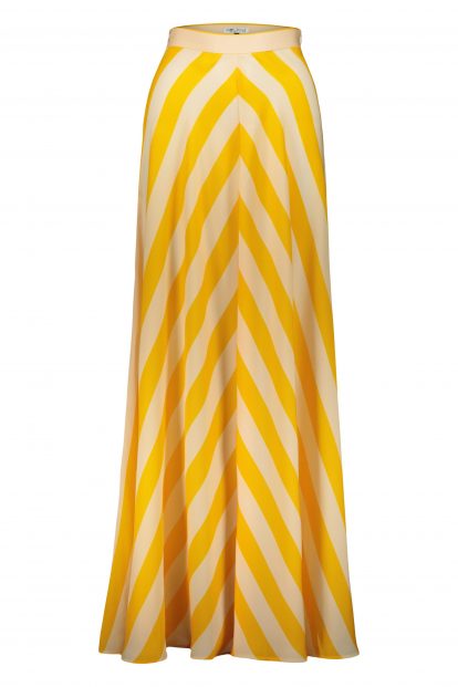 Poupine Flared yellow striped skirt