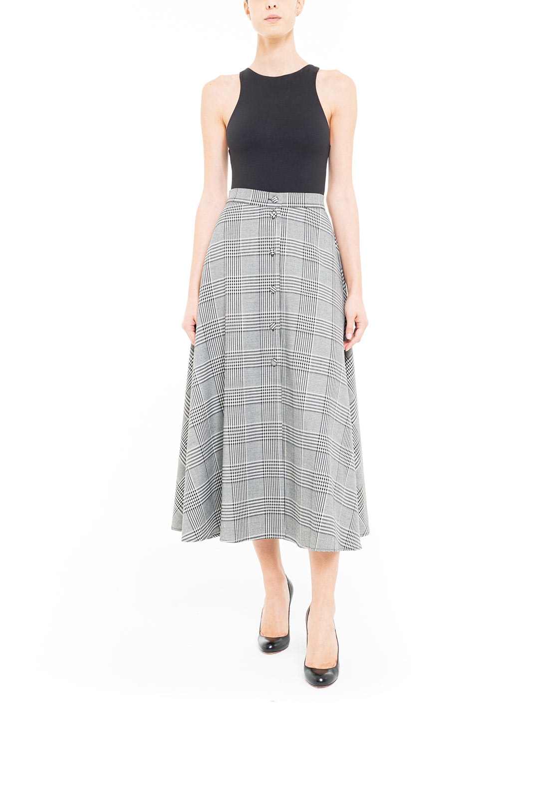 Glen plaid midi clearance skirt