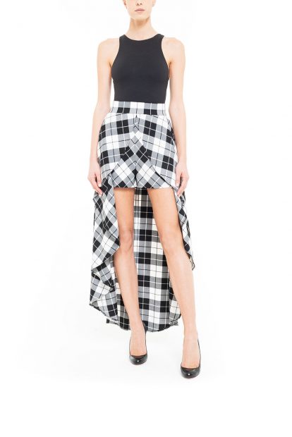 Black and white plaid pant skirt