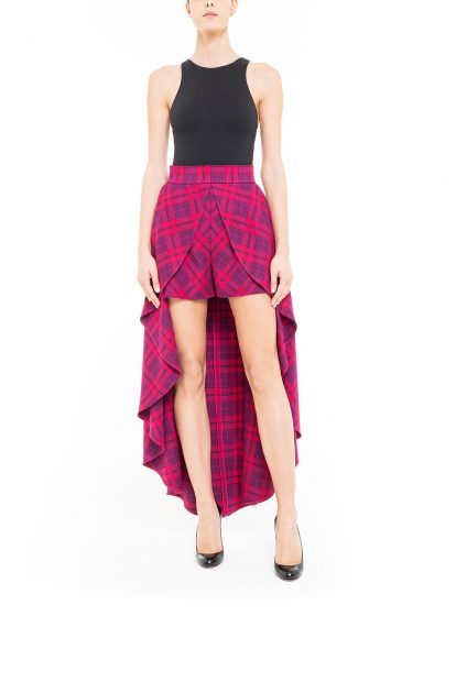 Gonna pantalone tartan Fucsia