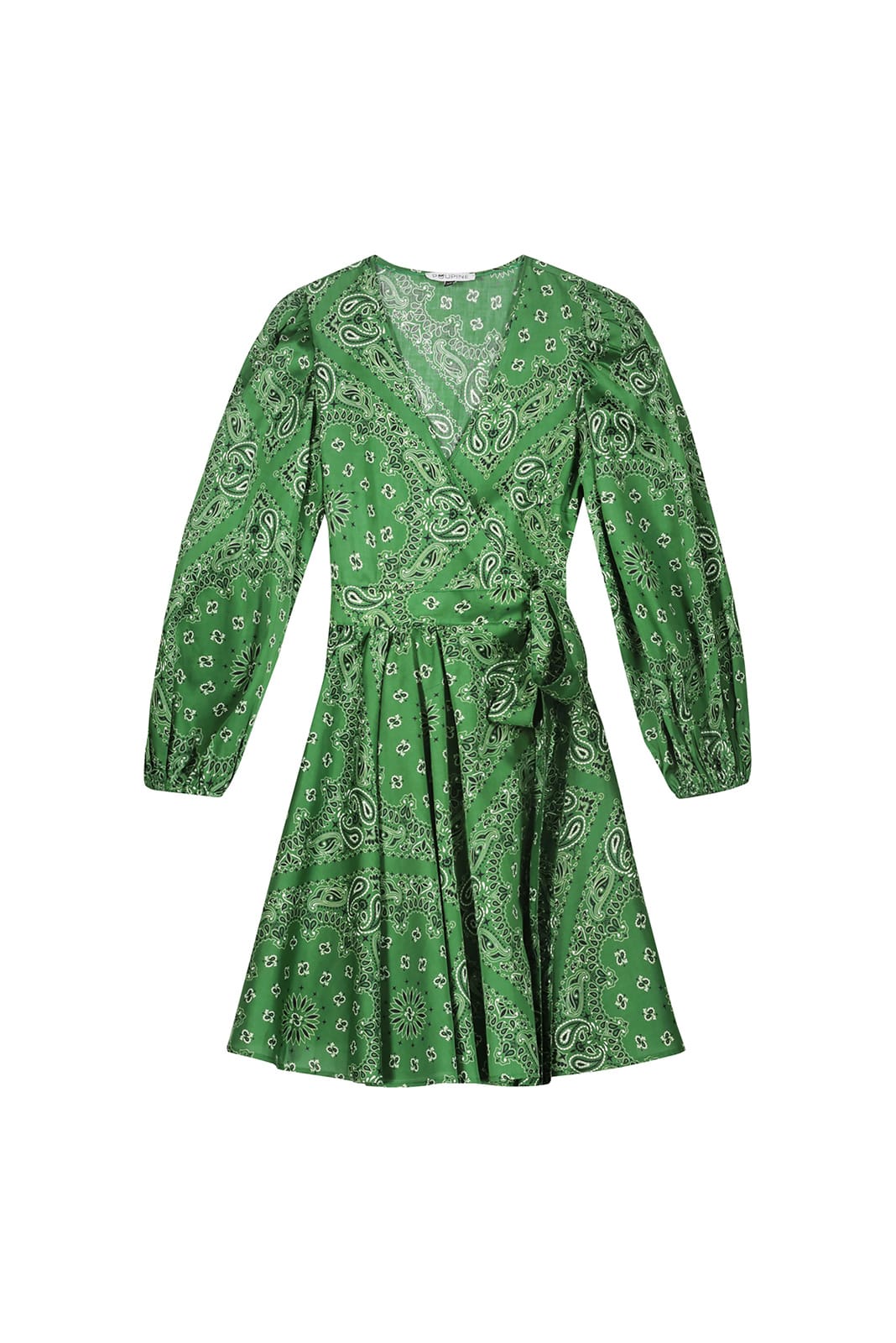 Green mini wrap dress in bandana print - Poupine