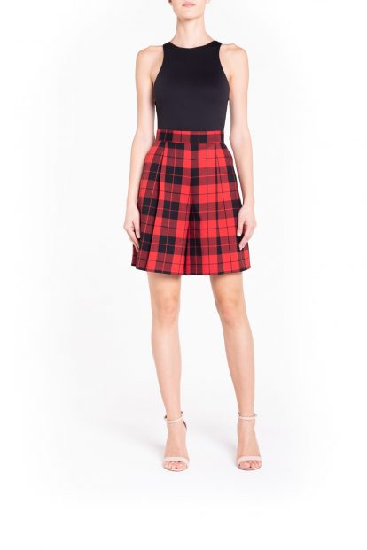 Red and black plaid bermuda shorts