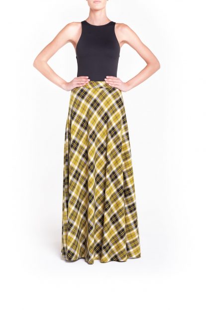 Ocra flared plaid skirt