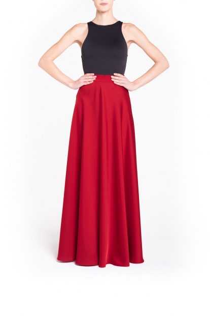 Red flared plain skirt