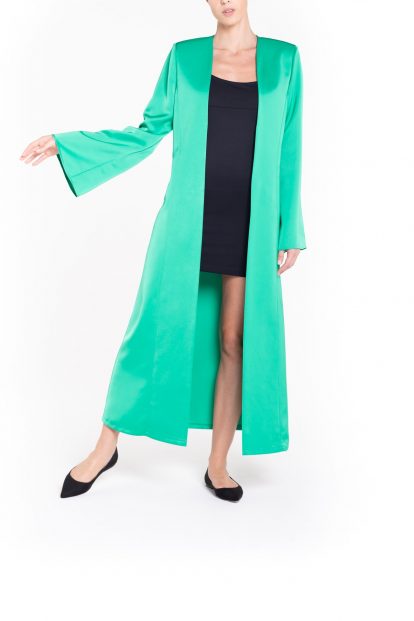 Green long topcoat