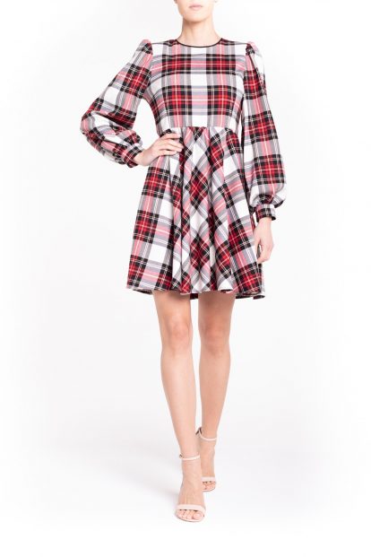 White mini plaid dress