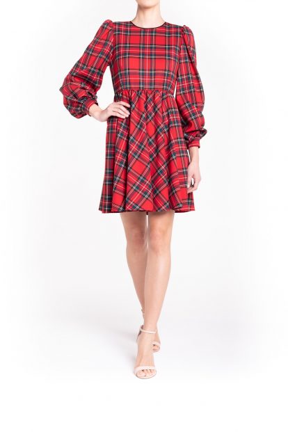 Red mini plaid dress