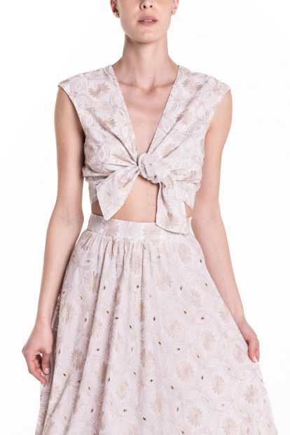 Crossover top with beige front knot