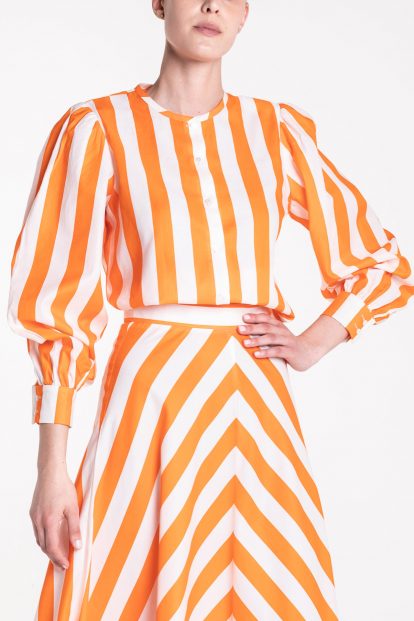 Orange and white striped shirt
