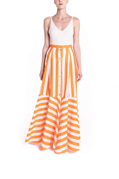Maxi ruota con balza riga arancio e bianco