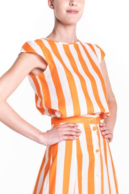 Orange and white striped top