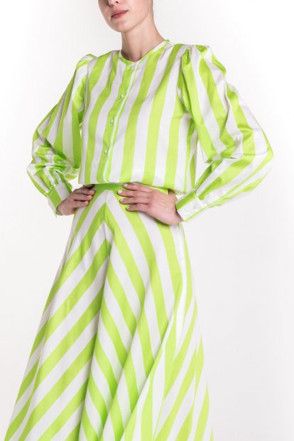 Camicia riga verde lime e bianco