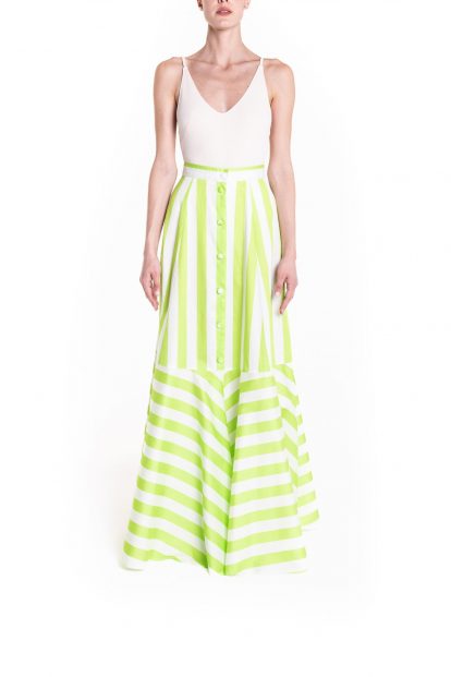 Maxi ruota con balza riga verde lime e bianco