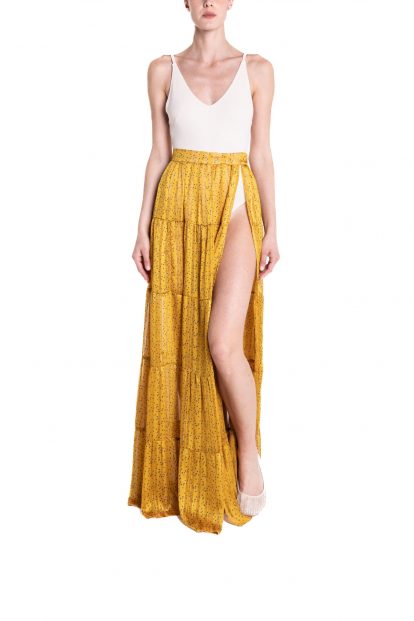 Yellow wrap maxi skirt