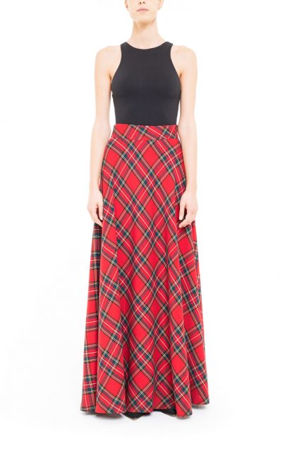 Red Plaid - Flared Skirt