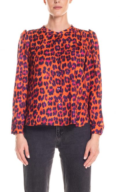 Camicia fantasia animalier - arancio