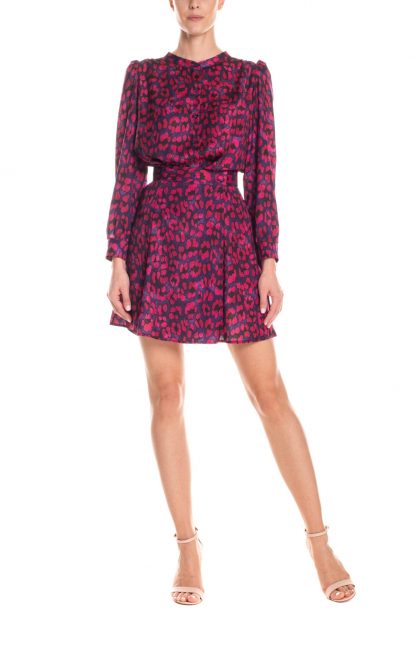 Mini gonna a portafoglio fantasia animalier - viola e fucsia