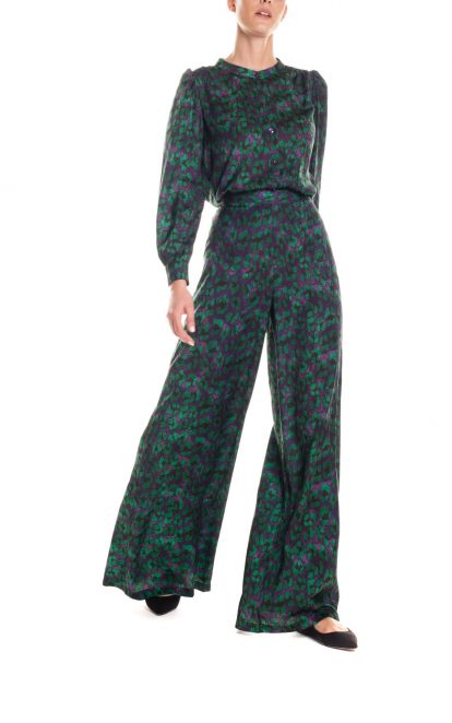 Pantalone animalier – viola e verde