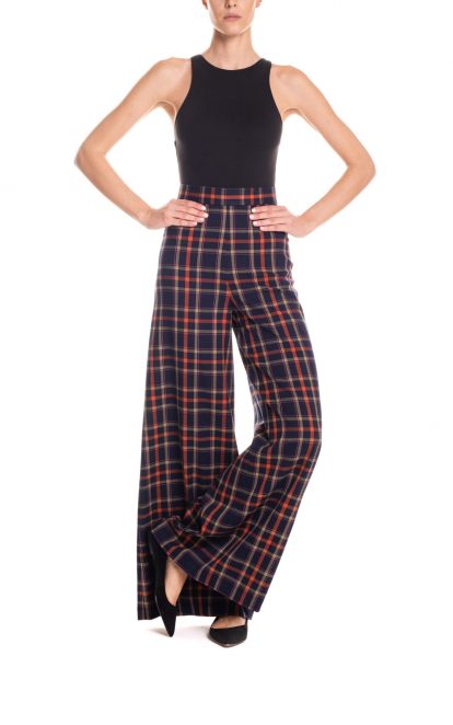 Pantalone tartan – blu e arancio
