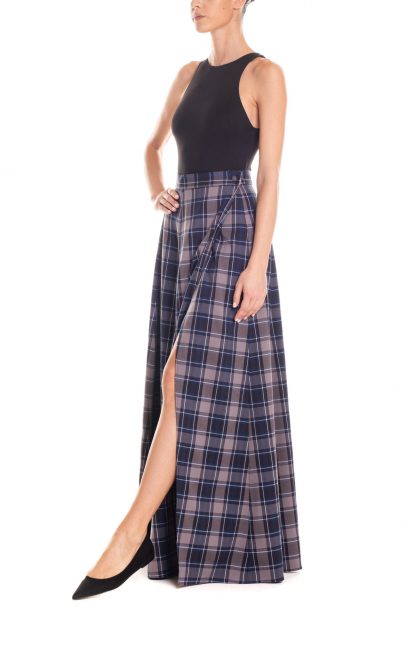 Gonna portafoglio tartan - grigio e blu