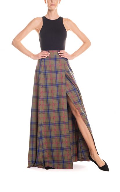 Gonna portafoglio tartan - verde e blu