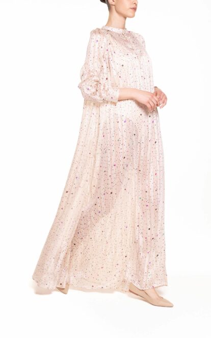 Beachwear white long kaftan with buttons