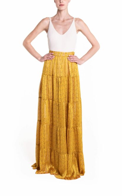 Maxi portafoglio con balze beachwear giallo