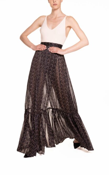 Gonna portafoglio con balza beachwear nero