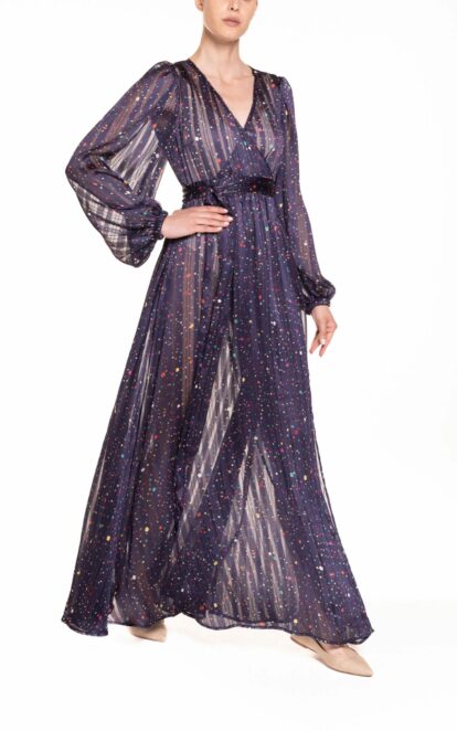 Beachwear blue long wrap dress