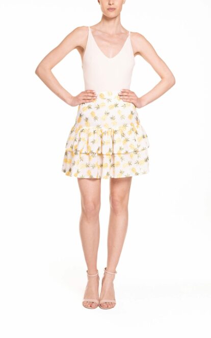 Minigonna in cotone ricamo con ananas