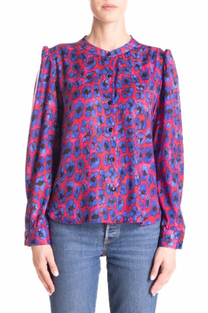 Camicia animalier rosso e bluette
