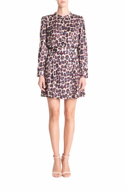 Minigonna animalier marrone e turchese