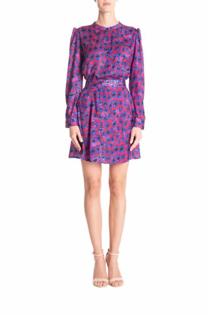 Minigonna animalier rosso e bluette