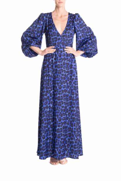 Vestito lungo  Animalier bluette e nero