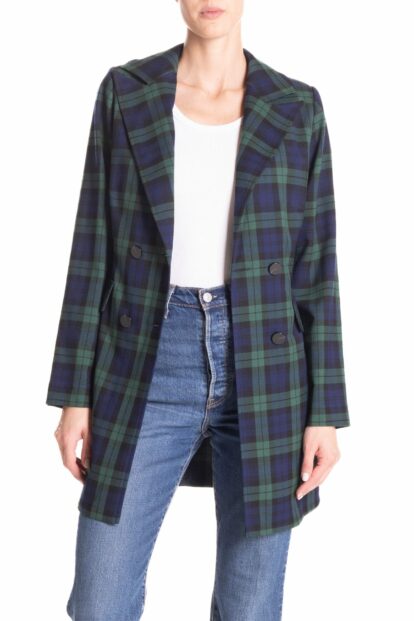 Blue and green plaid - short overcoat