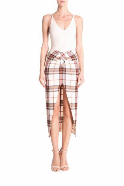 Longuette arricciata   Tartan bianco e marrone