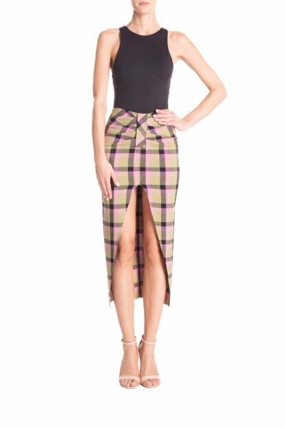 Longuette arricciata  Tartan verde e rosa