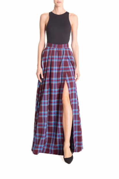 Maxi ruota spacco  Tartan bordeaux e turchese